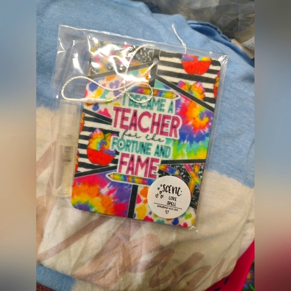 Colorful Teacher Hanging Car Freshie With 2 Ml Bottle Love Spell Scent NEW - Picture 1 of 1